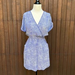 Twelfth Street by Cynthia Vincent blue print silk dress, M
